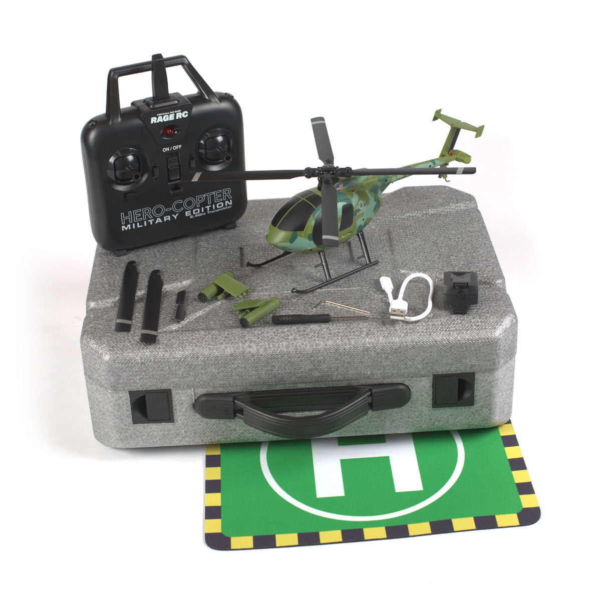 6100 - Hero-Copter Military, 4-Blade RTF Heli; Marines
