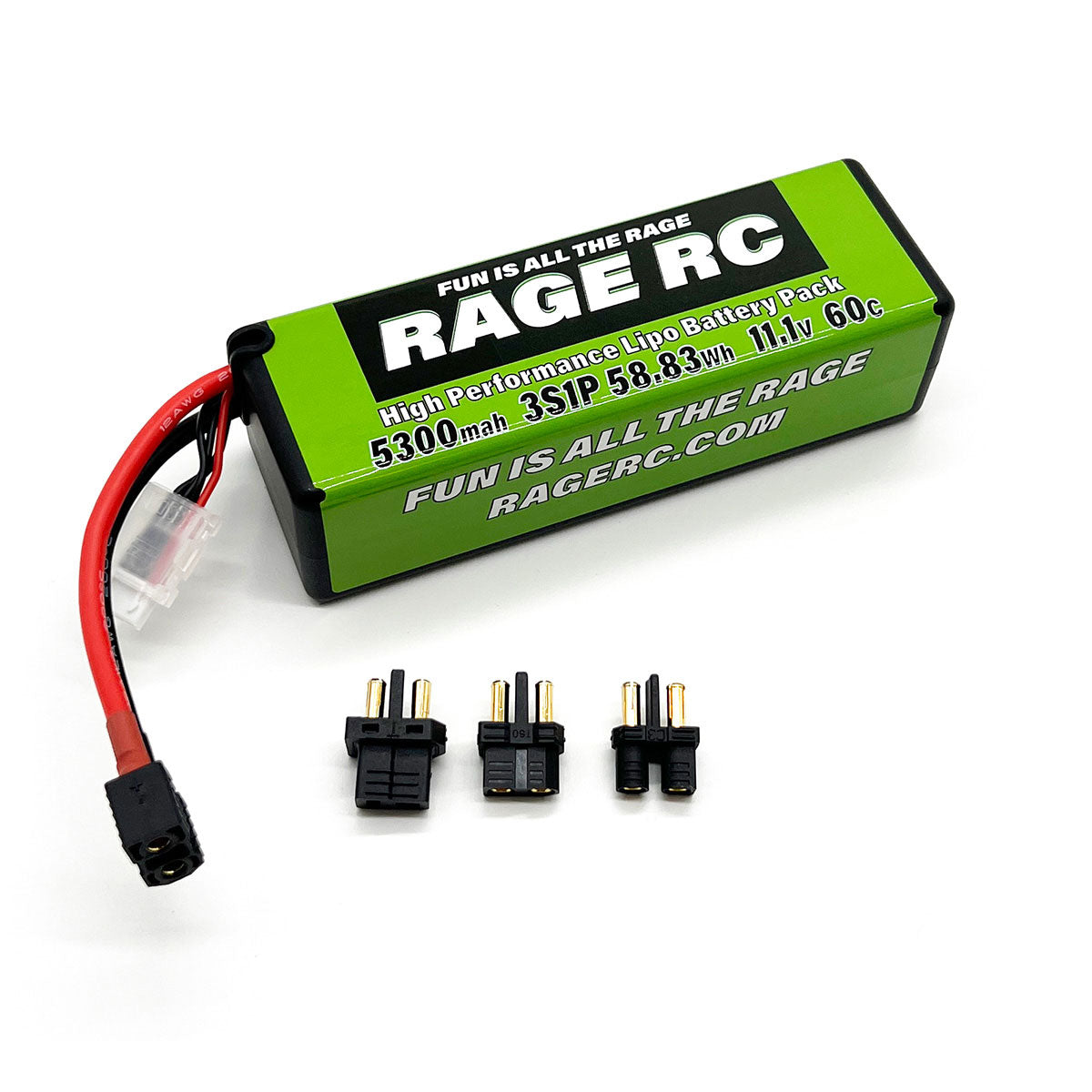 LP53003S60U - 5300mAh 3S 11.1V 60C Hard Case LiPo Battery with Universal Connector EC3, XT60, T-Plug LP53003S60U - 5300mAh 3S 11.1V 60C Hard Case LiPo Battery with Universal Connector EC3, XT60, T-Plug